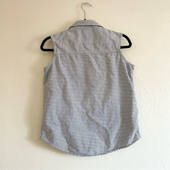 VINTAGE Rue 21 Sleeveless Collared Grunge 90s Y2k Checker Plaid Blouse Medium - Picture 2 of 5